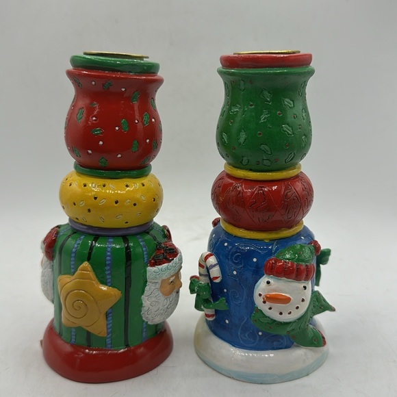 Happy Holidays Candle Stick Holder set of 2 - Picture 3 of 5